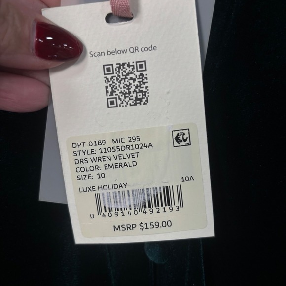 Alex Marie NEW Emerald Green Velvet Button Front Tiered Midi Dress Size 10 - Picture 8 of 9